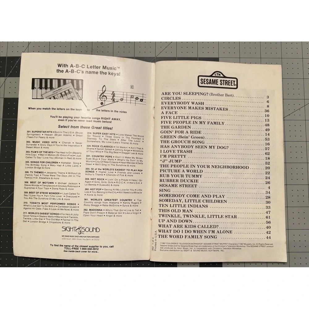 A-B-C Music for Beginners KEYBOARD LOT SESAME STREET and SONGS for CHILDREN Book